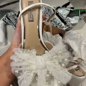 ASOS White Heels with Tulle Detail
